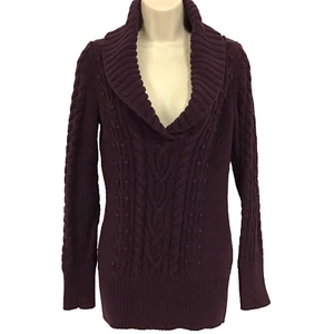 Nordstrom Caslon Pullover Zopfmuster Medium lila Wasserfallausschnitt V-Ausschnitt - Bild 1 von 3