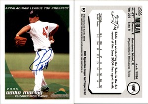 Eddie Morlan Signed 2005 Grandstand Appalachian League Top Prospects #15 Auto