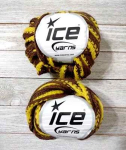 crochet Ice frilly sashay yarn brown yellow 50 grams  2pc - Picture 1 of 2