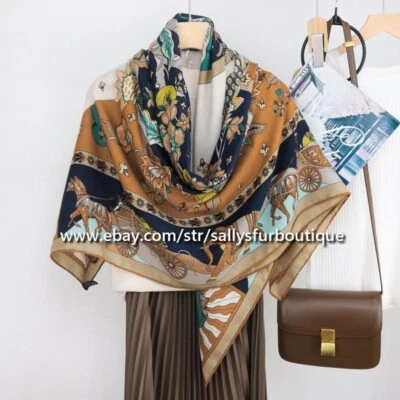 Sallys Boutique 70% Cashmere 30% Silk Wrap Scarf Vintage Print Square Shawl 53" - Image 1 of 4