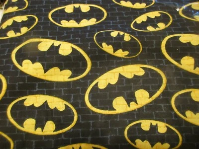 Cotton Fabric 1 Fat Quarter Batman Logo Black & Yellow 2005 Approx 21" x 18" - Image 1 of 2