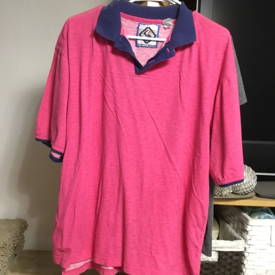 NWT Santana Collection Short Sleeve Polo Dress Lounge Shirt Pink Vintage M Rare - Image 1 of 2