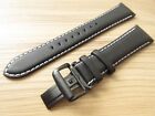 Lacoste Long Black Padded Leather 23mm Watch Strap Deployment Clasp