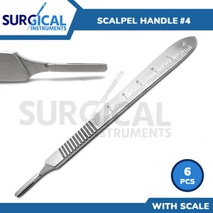 6 Pcs Scalpel/BP Handle # 4 With Scale Surgical Dental Veterinary Instruments - Picture 1 of 5