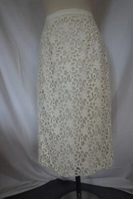 Excelente FALDA LÁPIZ BURBERRY London algodón encaje - forrada de seda - marfil - Reino Unido 12 en muy buena condición Foto 1 de 4