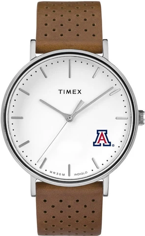 Womens Timex Arizona Wildcats Watch Bright Whites Leather Cover
