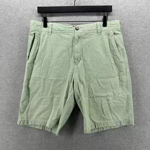IZOD Saltwater Shorts Mens Size 34 Green Striped Seersucker Flat Front Bermuda - Picture 1 of 11