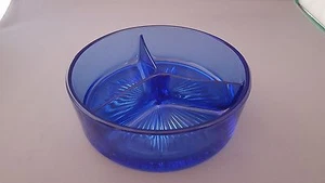 Antike kobaltblau 3-teilig geteilt 5" Glasschale - Bild 1 von 4