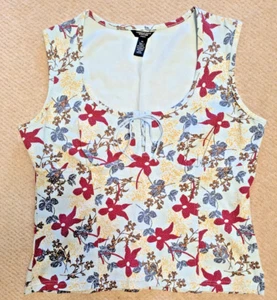 American Eagle Baumwoll Strick ärmellos Top Gr. XL blau geblümt nie getragen - Bild 1 von 6