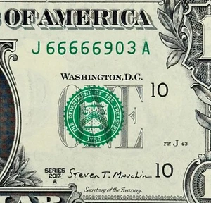 Líder Cinco en una fila 6s (66666...) Dólar número de serie de lujo - Imagen 1 de 3