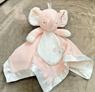 Douglas Baby ~ Manta de seguridad de felpa rosa y blanco ELEFANTE ADORABLE borde satinado Foto 1 de 4