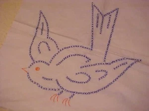 QUILT BLOCKS, BLUE BIRDS, IN CROSS STITCH - Picture 1 of 3