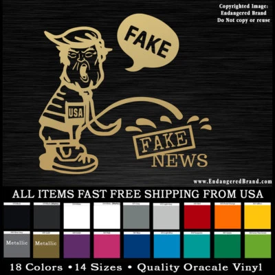 Trump Presidente orinando en noticias falsas política pegatina republicana  Foto 1 de 4