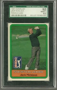 Jack Nicklaus 1981 Donruss Statistical Leader Rookie Graded SGC 92 8.5  RC - Picture 1 of 1