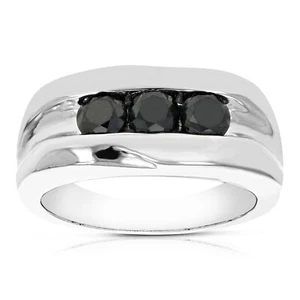 Vir Jewels Silber Herren Schwarz Diamant Verlobungsring 1,10 ct - Bild 1 von 6