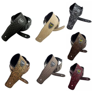 Correa de guitarra de cuero ajustable en relieve para correa de guitarra eléctrica acústica - Imagen 1 de 19