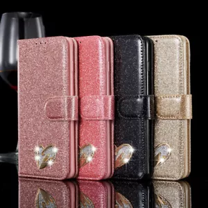 Glitzern Handyhülle Magnetverschluss Bling Leder Schutzhüllen Handy Taschen - Bild 1 von 20