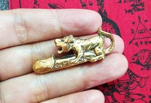 Paladkik Tiger Messing Yantra Thai Amulett Talisman Magie Heiliges Glück Handel Wohlreich - Bild 1 von 6