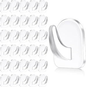 30 Pcs Clear Adhesive Wall Hooks for Hanging, Heavy Duty Removable Hooks, Plasti - Picture 1 of 11