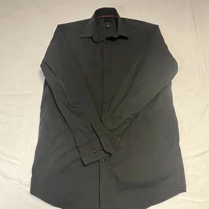 Linea Uomo Mens Long Sleeve 16 1/2 Button Up shirt Black - Picture 1 of 6