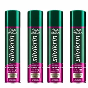 4 x 250ml Wella Silvikrin Maximum Hold Hairspray - Picture 1 of 1