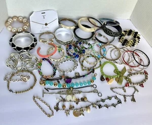Bulk Bracelet Lot 45 Plus Pieces Some Signed Charm Bangle Stretch 1 LB 14.8 OZ - Picture 1 of 24