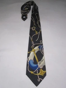 Vintage Polo Ralph Lauren "Rare" USS Nautical Print 100% Silk Tie - Picture 1 of 13