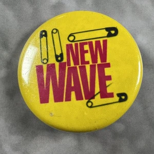 New Wave 90er Vintage Button Sicherheitsnadel Rückseite 1,50" rund - Bild 1 von 2