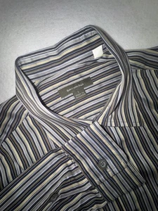 Ermenegildo Zegna LS Shirt Mens Large Blue Striped Button Up Cotton Pocket - Picture 1 of 15