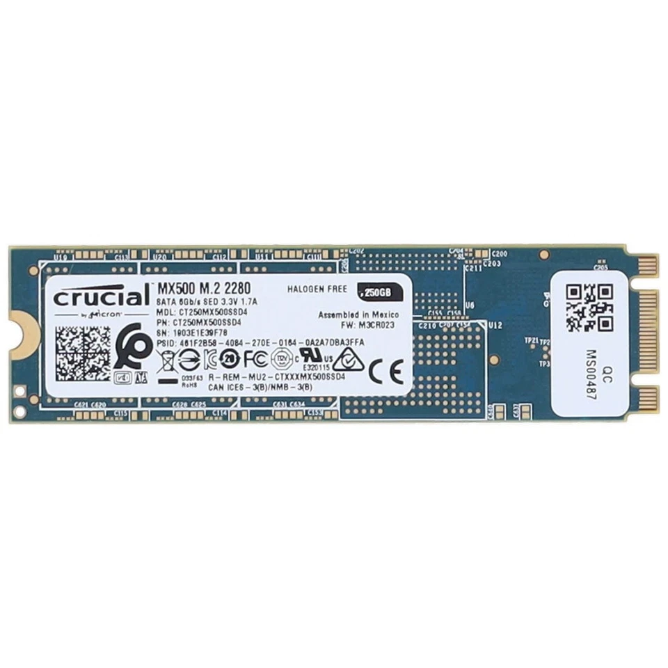 Crucial CT250MX500SSD4 250GB 6Gbps M.2 2280 SATA SSD - 1yr Warranty - Image 1 of 1