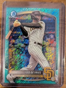 2025 Bowman Chrome Prospects Aqua Shimmer Refractor Leo De Vries /125 - Picture 1 of 1