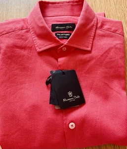BNWT Massimo Dutti Men's Cotton Shirt Size M Coral Italian Fabric RRP £59.95 - Picture 1 of 15