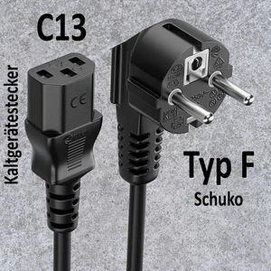 🔌 25x Kaltgerätekabel / Stromkabel / Netzkabel / Typ: C13 / Region: EU (Schuko) - Bild 1 von 6
