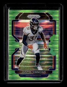 Justin Simmons 2021 Prizm Green Pulsar Refractor #205 Denver Broncos - Picture 1 of 2