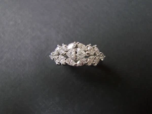 Dainty East West Marquise Cut Wedding Band Half Eternity Moissanite Promise Ring - Picture 1 of 9