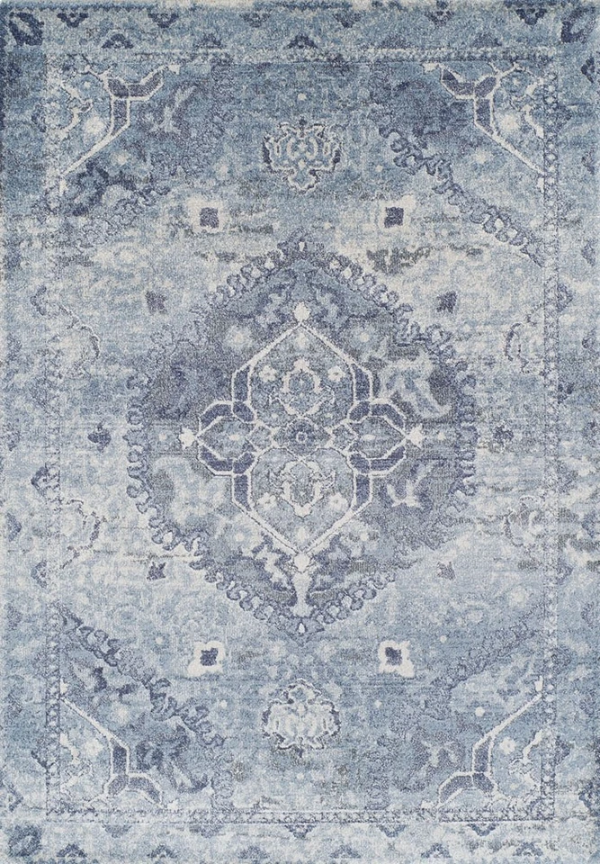 3x5 Dalyn Blue Medallion Petals Angles Curves Door Mat AN7 - Aprx 3' 3" x 5' 3" - Image 1 of 1