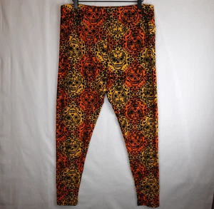 Lularoe XL Halloween Leggings Sugar Skull Dia De Los Muertos Yellow Orange TC2 - Picture 1 of 9