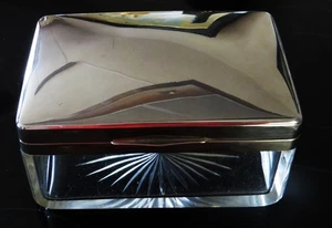 Deckeldose Kristallglas geschliffen Silberdeckel massiv gepunzt - Bild 1 von 4