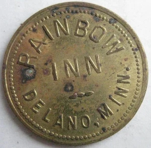 Rainbow Inn Belano Minn. Good for 25 Cents in trade brass 26 mm token XF #48 - Imagen 1 de 2