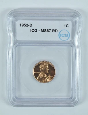 1952-D Lincoln Wheat Cent MS67 RD ICG - Image 1 of 4