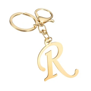 Gold Initial Letter Keychain, Stainless Steel A-Z Alphabet Keychains(Letter R) - Picture 1 of 7