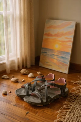 Sandalias Merrell para mujer talla 8 negras lila con tiras chanclas cómodas Foto 1 de 4