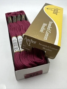 Anchor Embroidery Floss Box Of 12 Skeins #972 Wineberry Dark-New Old Stock - Picture 1 of 2