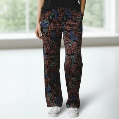 Pantalones caprichosos vintage de terciopelo de terciopelo de pierna ancha negros Joan Rivers pequeños Foto 1 de 4