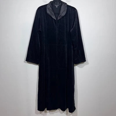 Винтажный Jones Нью-Йорк бархата черный макси молнии халат платье Lounge износ размер XL - Изображение 1 из 4