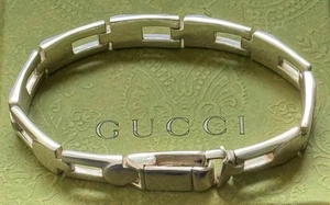 Gucci Bracelet GG Link  Sterling Silver 925  7 1/4" Made in Italy - Picture 1 of 4