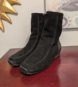 Winter Boots Geox Respira Women's 5.5 Black Suede Zip Up Driving Faux Fur Lining - Picture 1 of 12