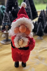 Weihnachtselfe, 50er 60er Jahre mollige Wangen & Bart Pixie, drehbarer Kopf, Stretcharme - Bild 1 von 11