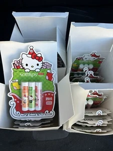 Lot 12 Sets Soft Lips Natural Lip Balm Set 3pc. Ea Hello Kitty Holiday Christmas - Picture 1 of 6
