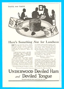 1918 Underwood Prosciutto Diavoloso e Lingua Stampa Antica Pubblicità Pranzo Cena Ricetta - Foto 1 di 3